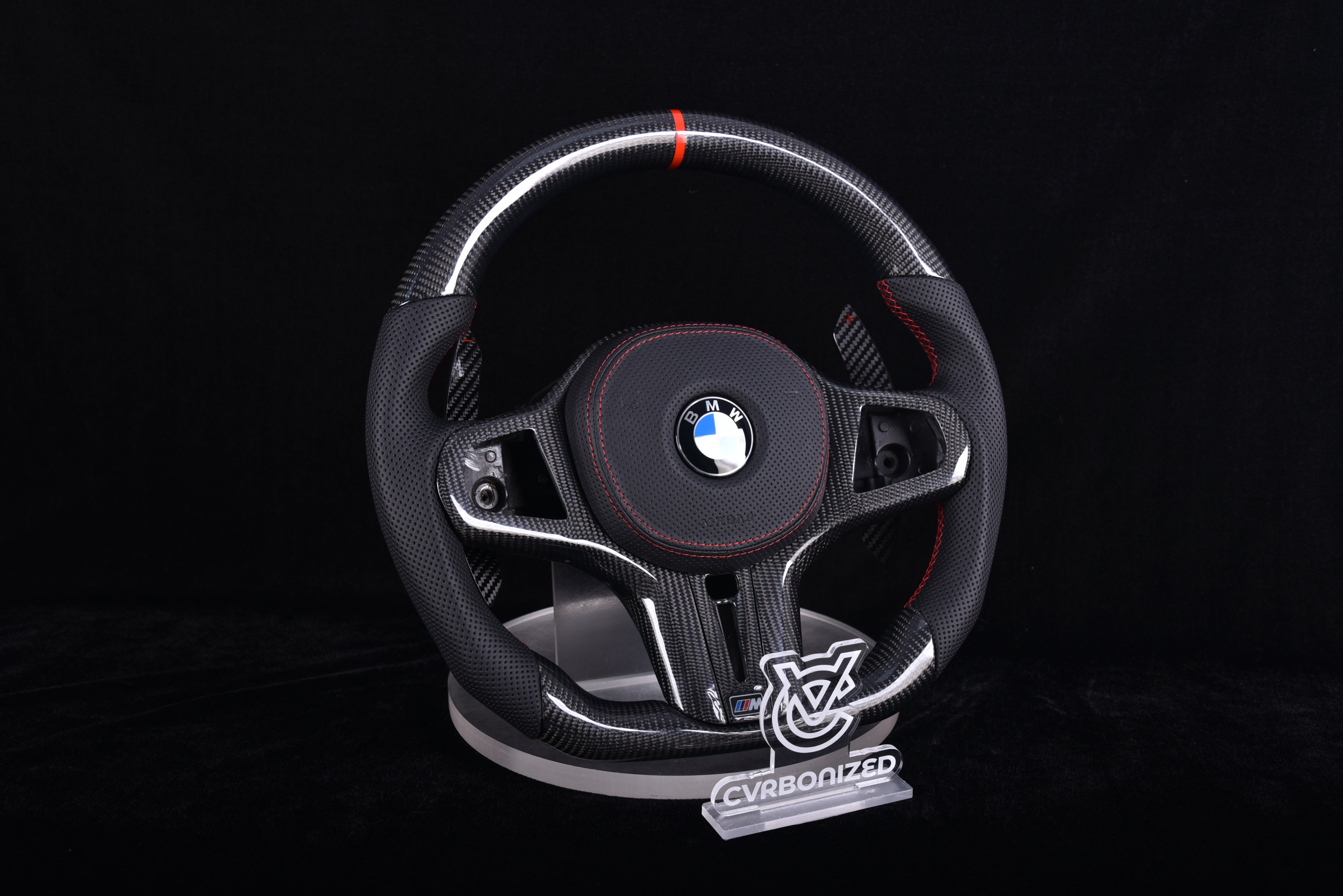 G Series ALL OUT Steering Wheel - | Red Themed | Perforated Leather | Glossy Carbon |