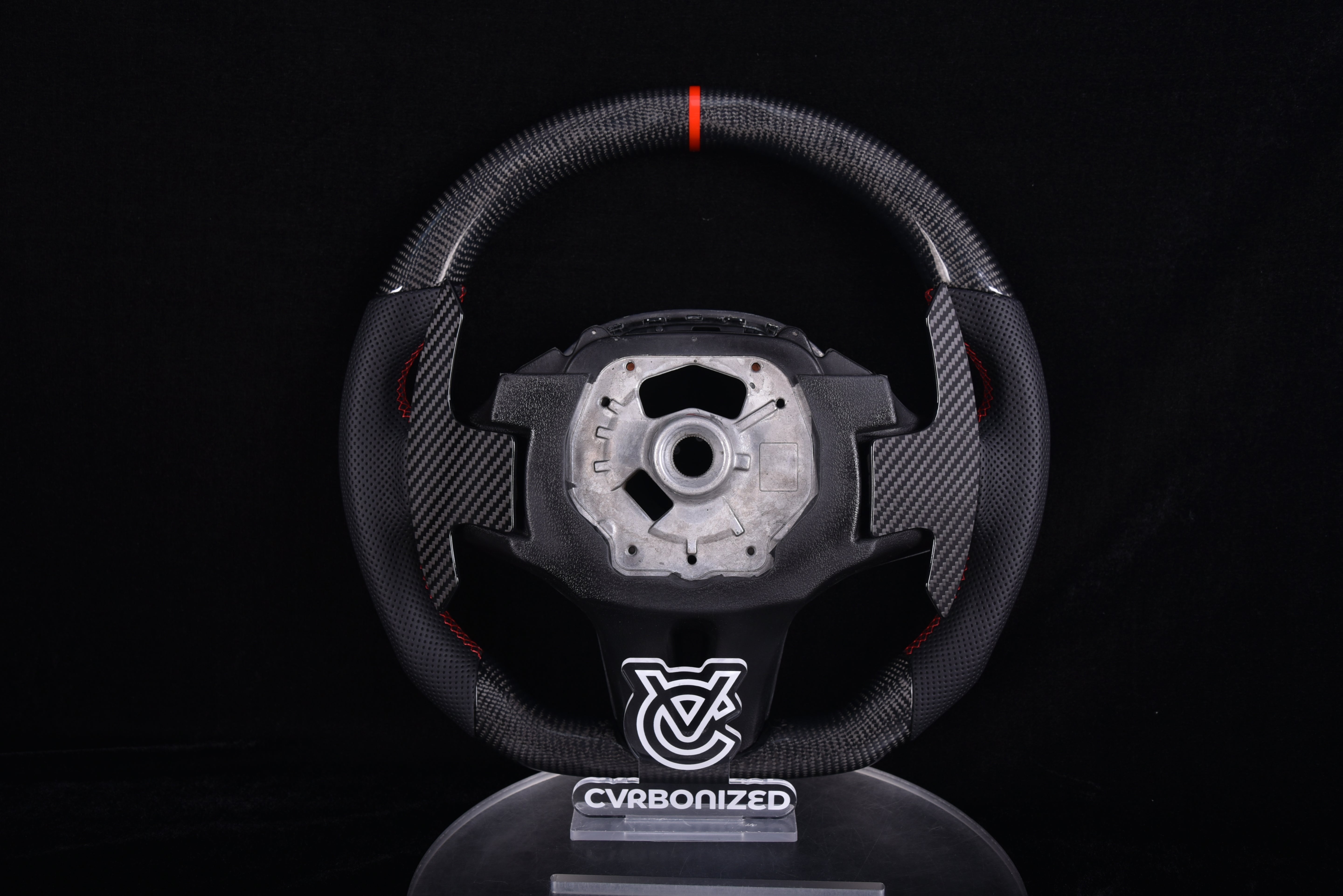 G Series ALL OUT Steering Wheel - | Red Themed | Perforated Leather | Glossy Carbon |