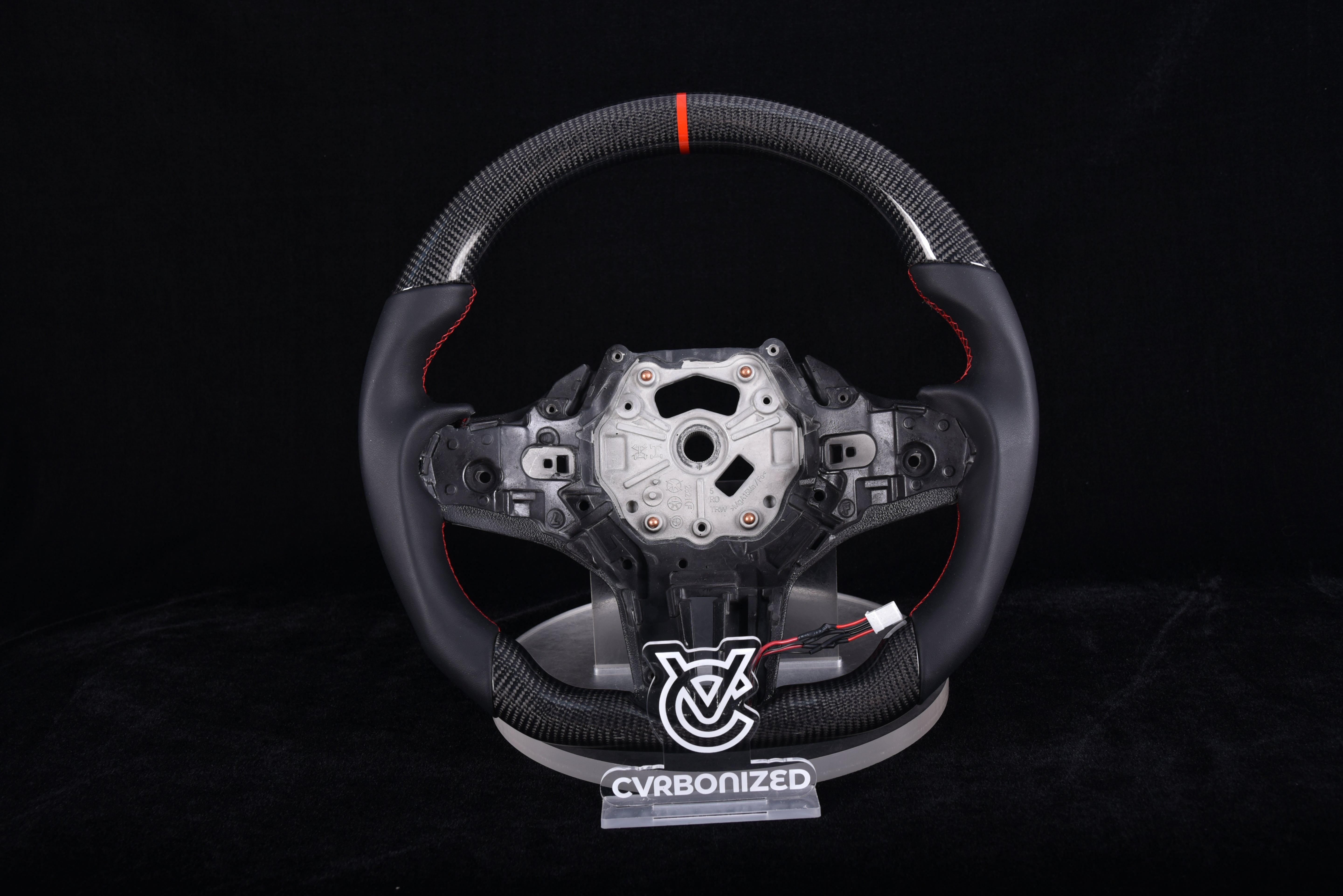 G- Series RED Steering Wheel - | Red Themed | Perforated Leather | Glossy Carbon Fiber |