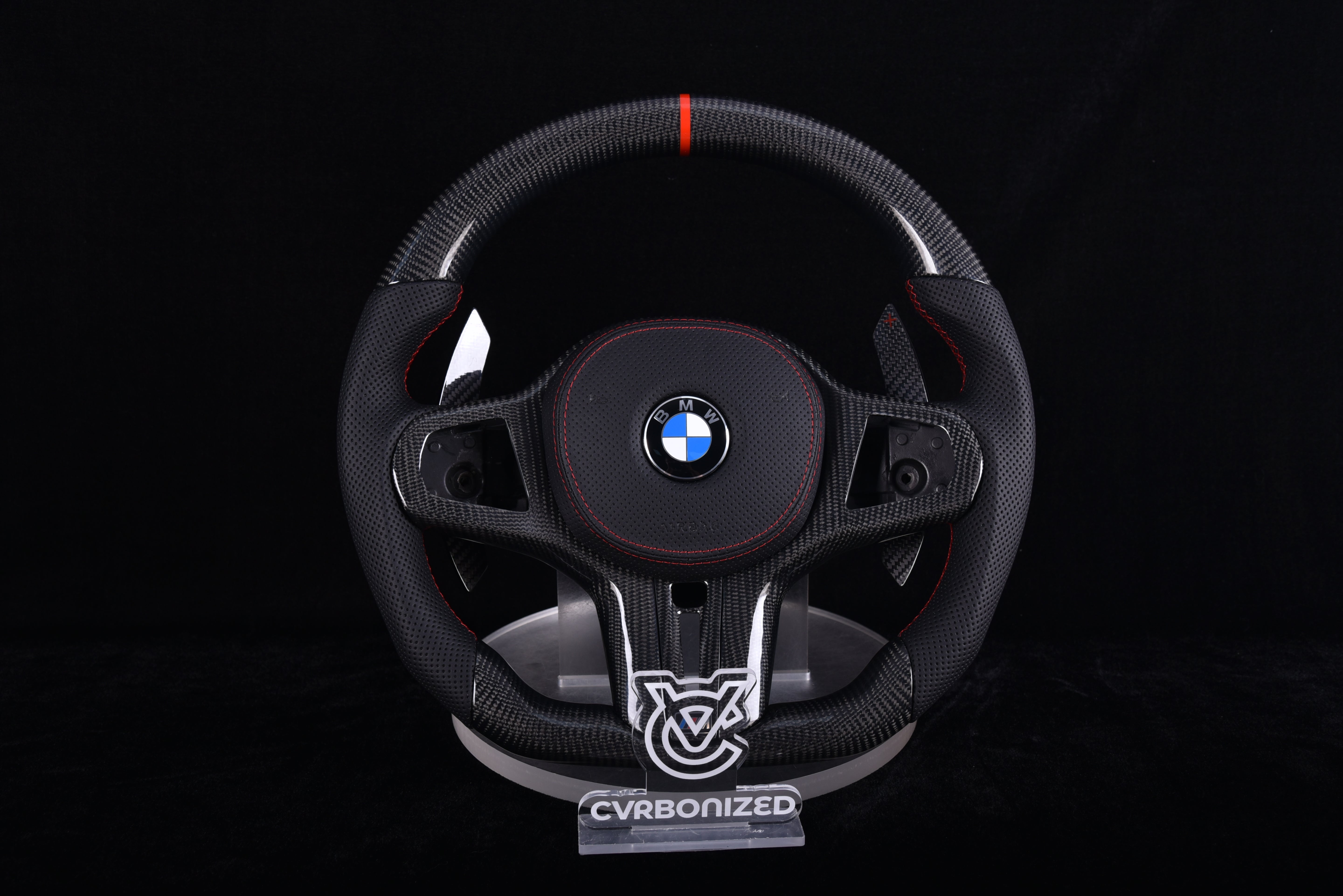 G Series ALL OUT Steering Wheel - | Red Themed | Perforated Leather | Glossy Carbon |