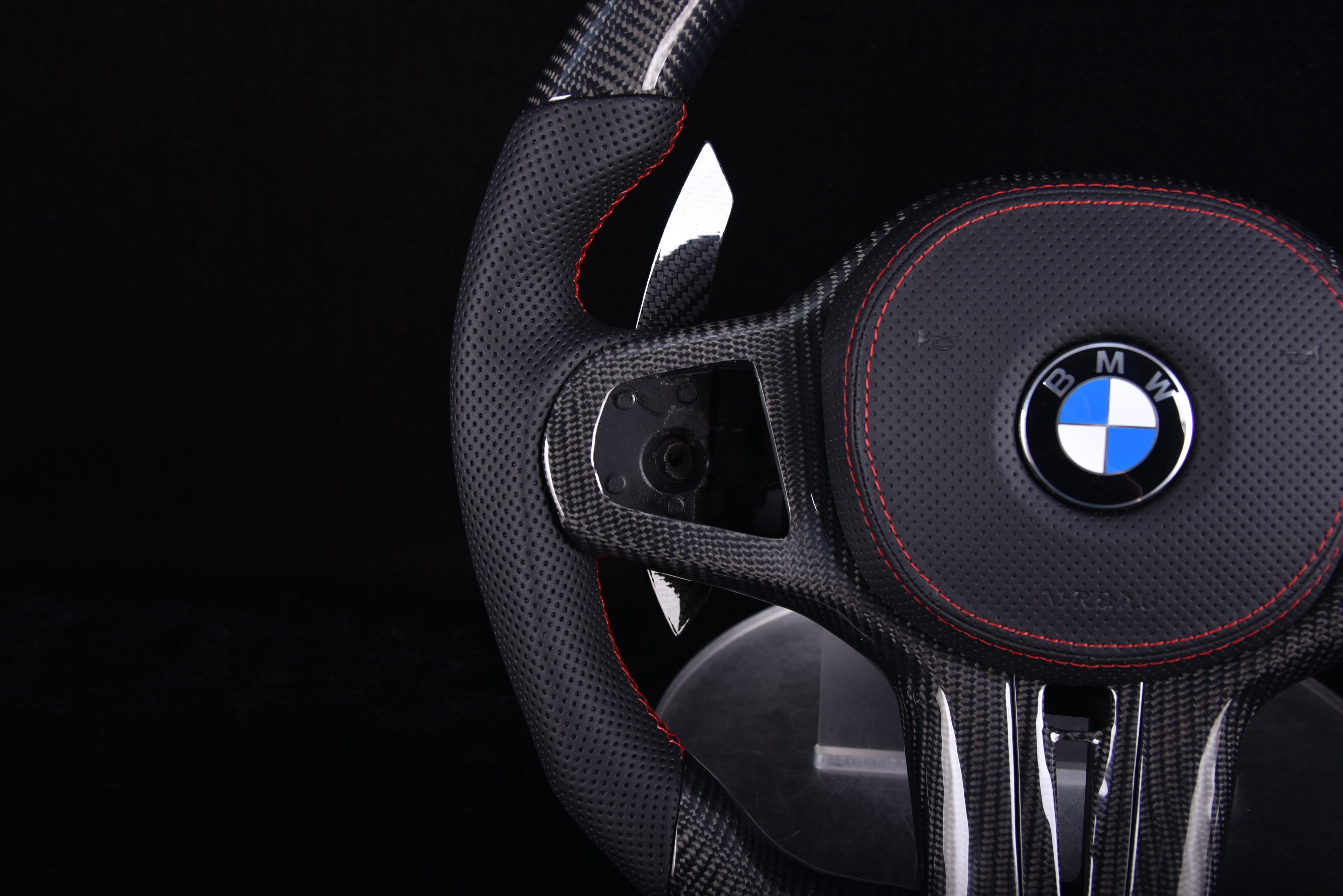 G Series ALL OUT Steering Wheel - | Red Themed | Perforated Leather | Glossy Carbon |