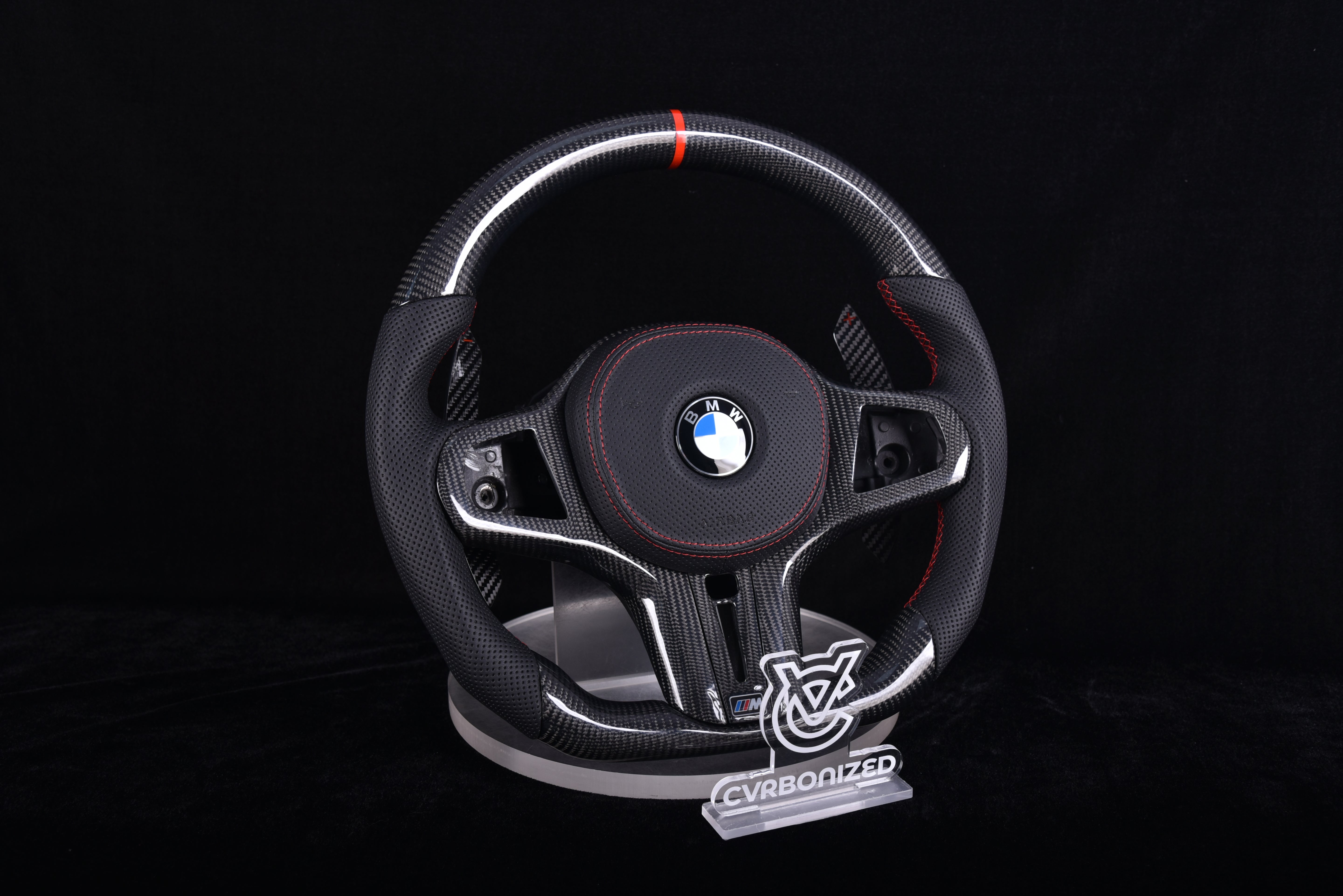 G Series ALL OUT Steering Wheel - | Red Themed | Perforated Leather | Glossy Carbon |