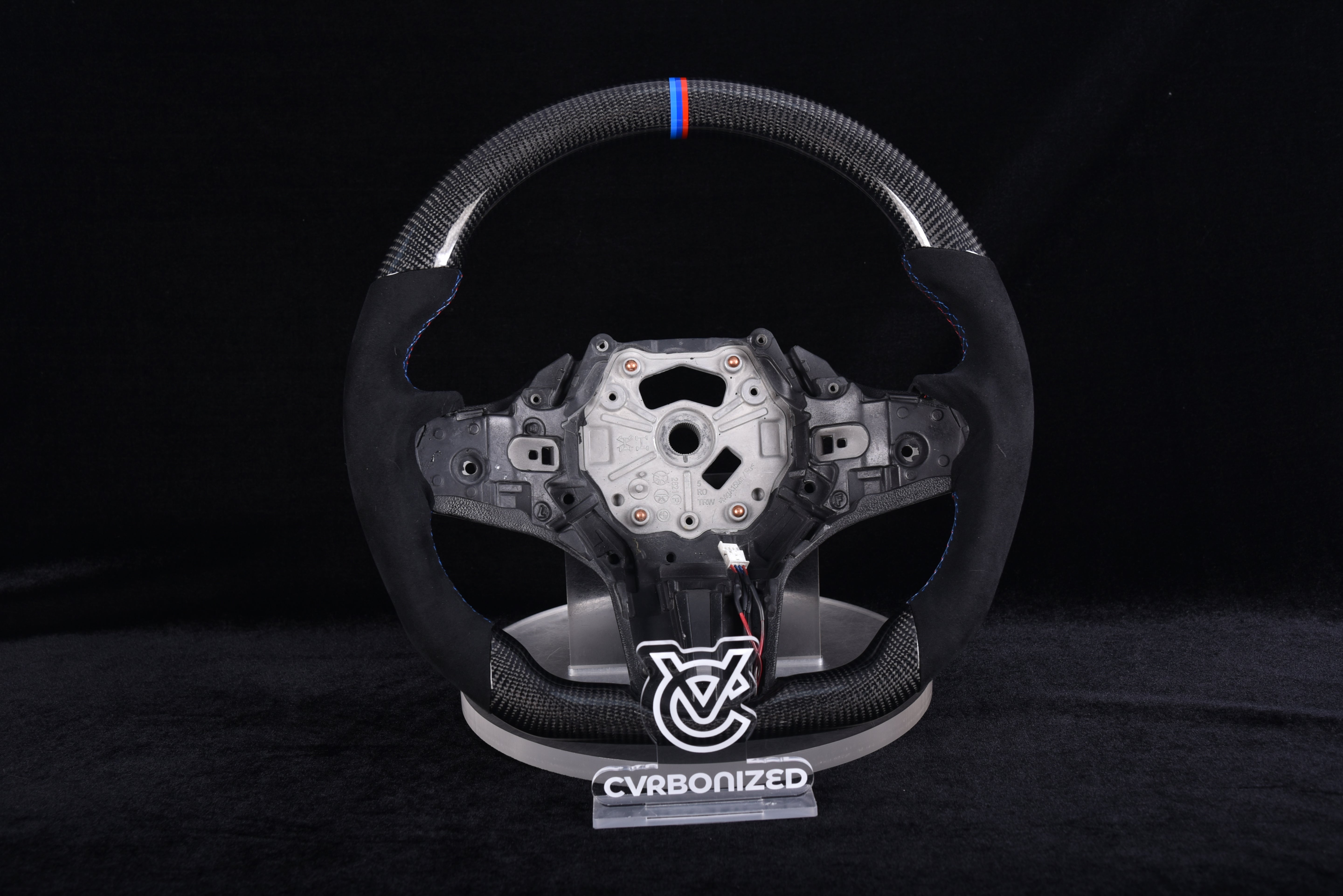 G-Series M DESIGN V2 Steering Wheel - M Colors | Alcantara | Glossy Carbon Fiber |