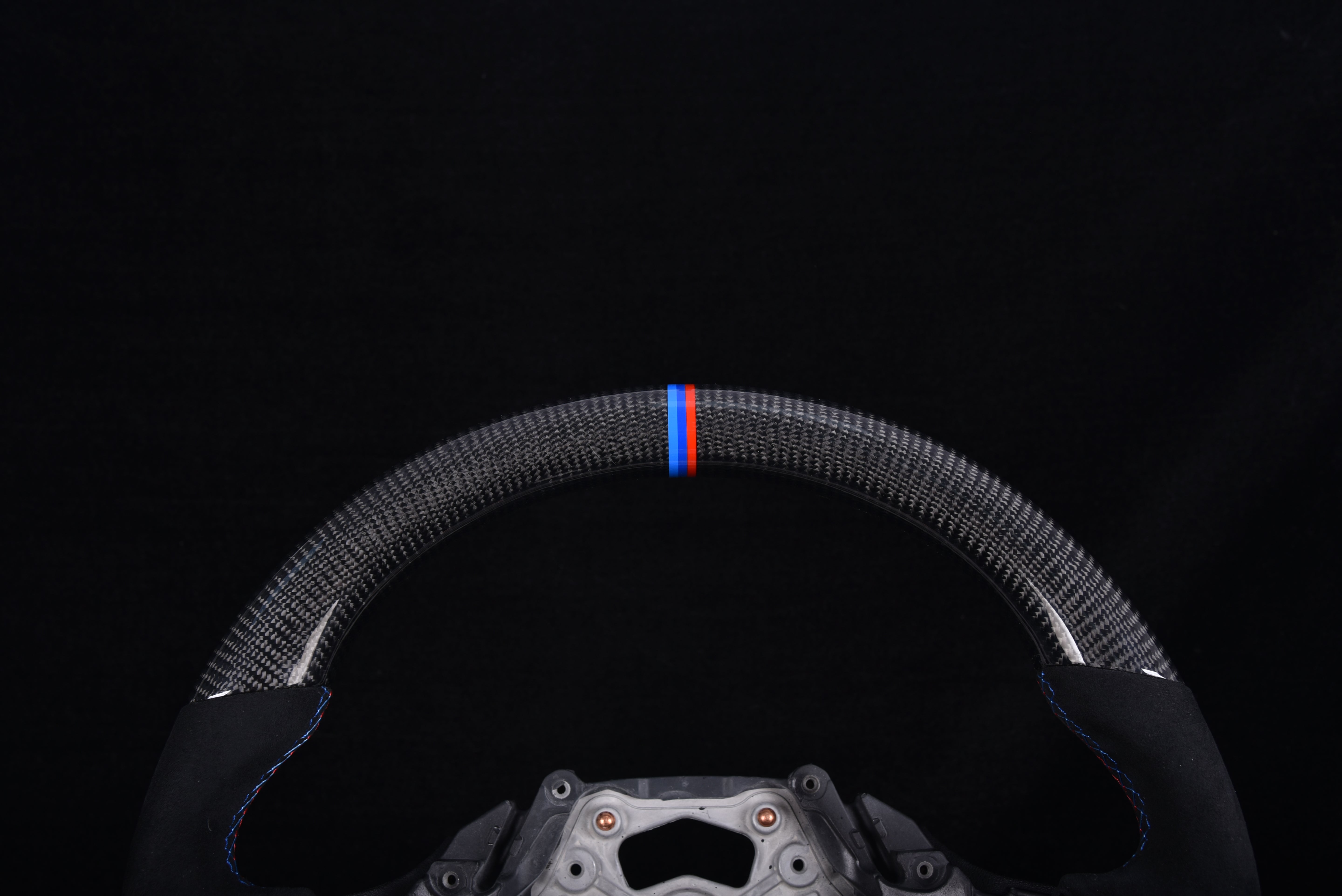 G-Series M DESIGN V2 Steering Wheel - M Colors | Alcantara | Glossy Carbon Fiber |