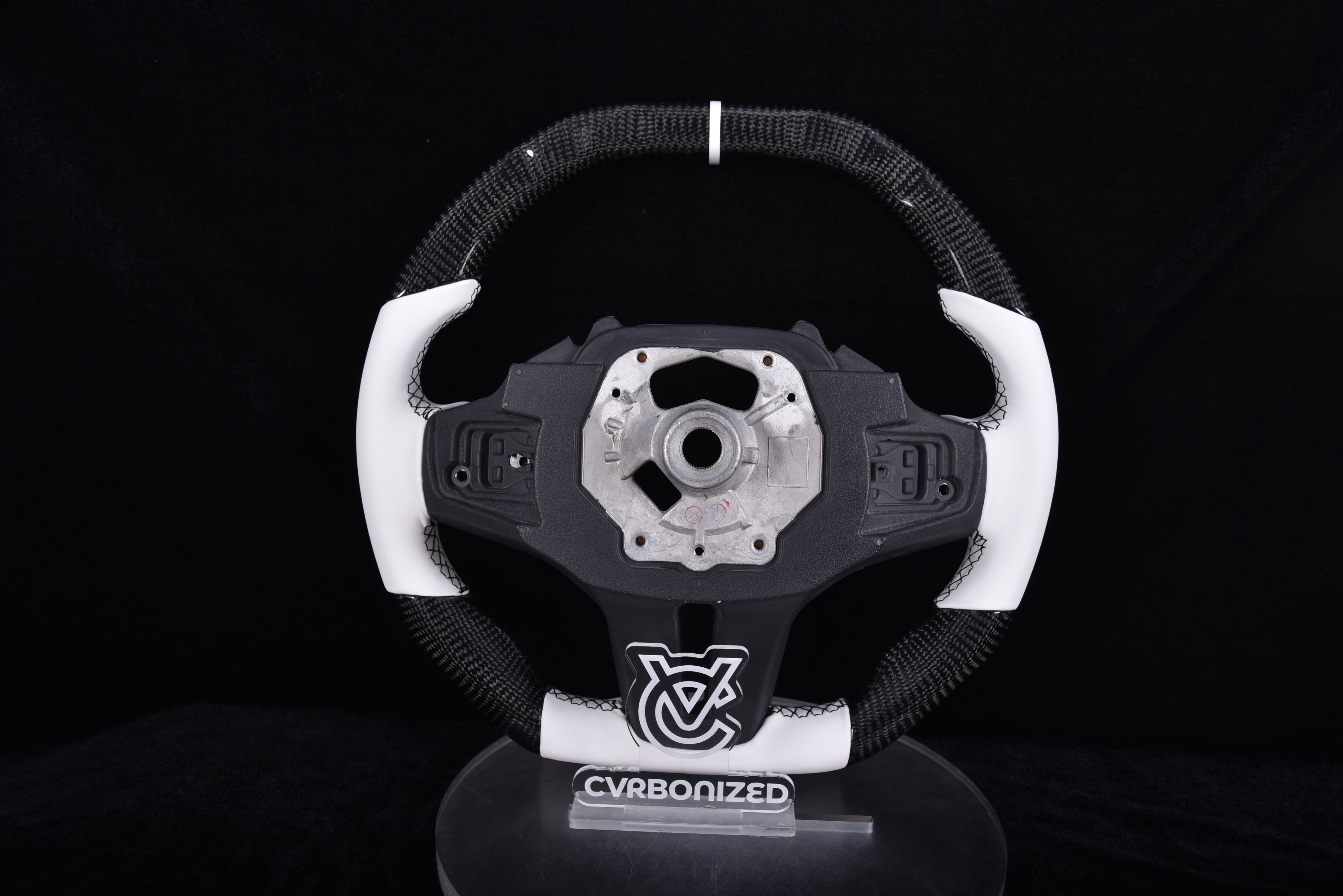 G-Series PANDA Steering Wheel - Flat Top | Flat Bottom | White Leather |