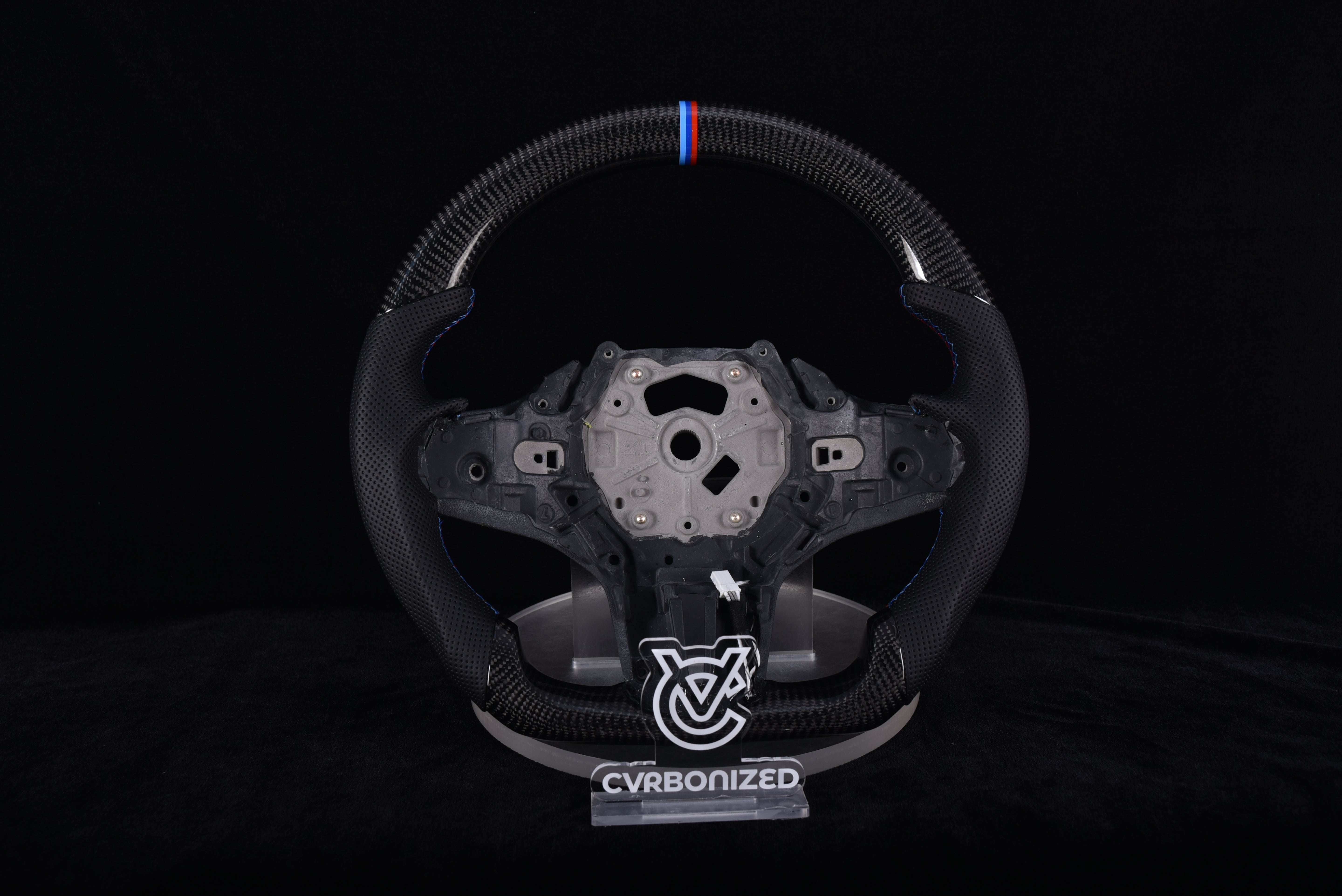 G-Series M Design Steering Wheel - M Colors | Perforated Leather | Gloss Carbon Fiber