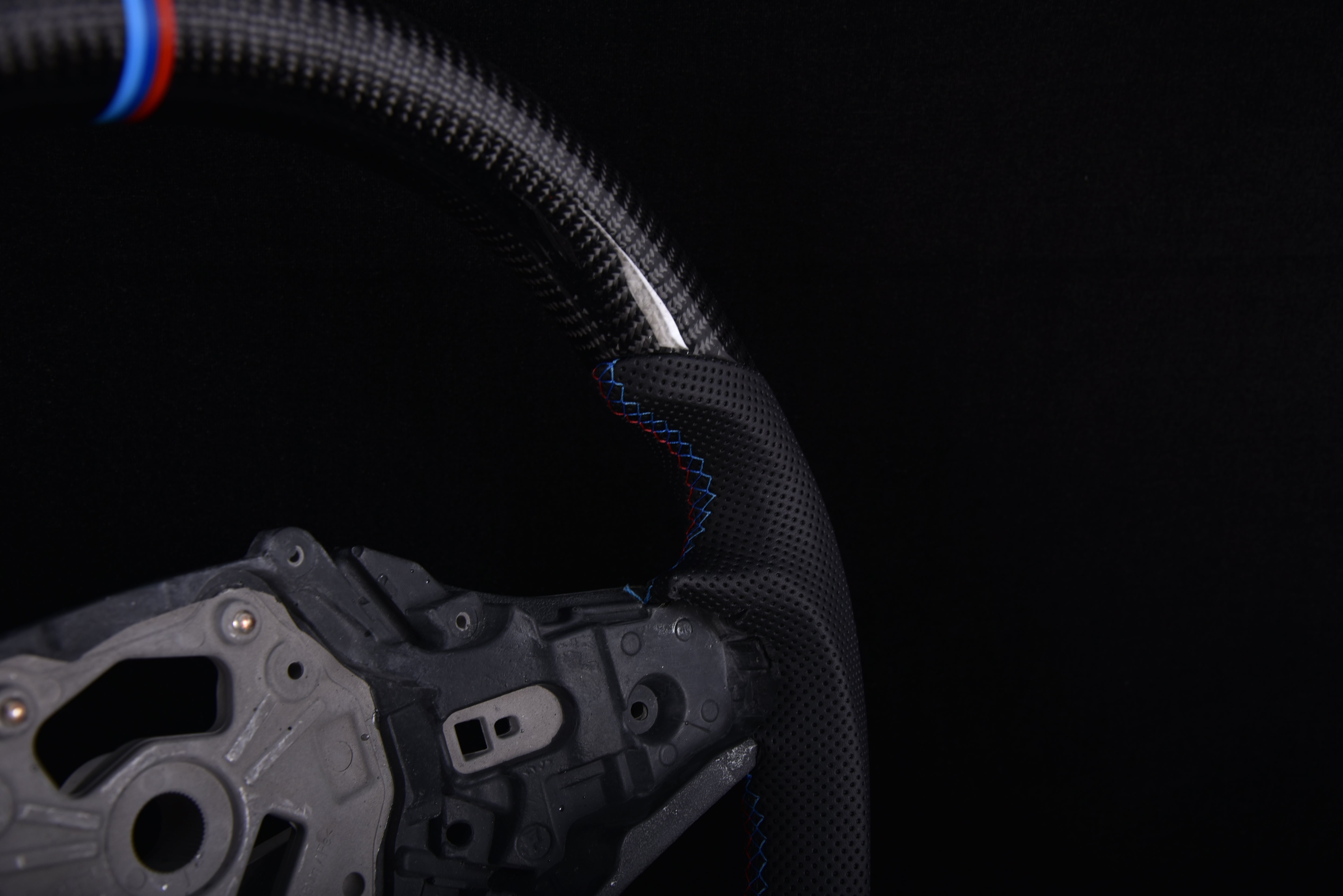 G-Series M Design Steering Wheel - M Colors | Perforated Leather | Gloss Carbon Fiber