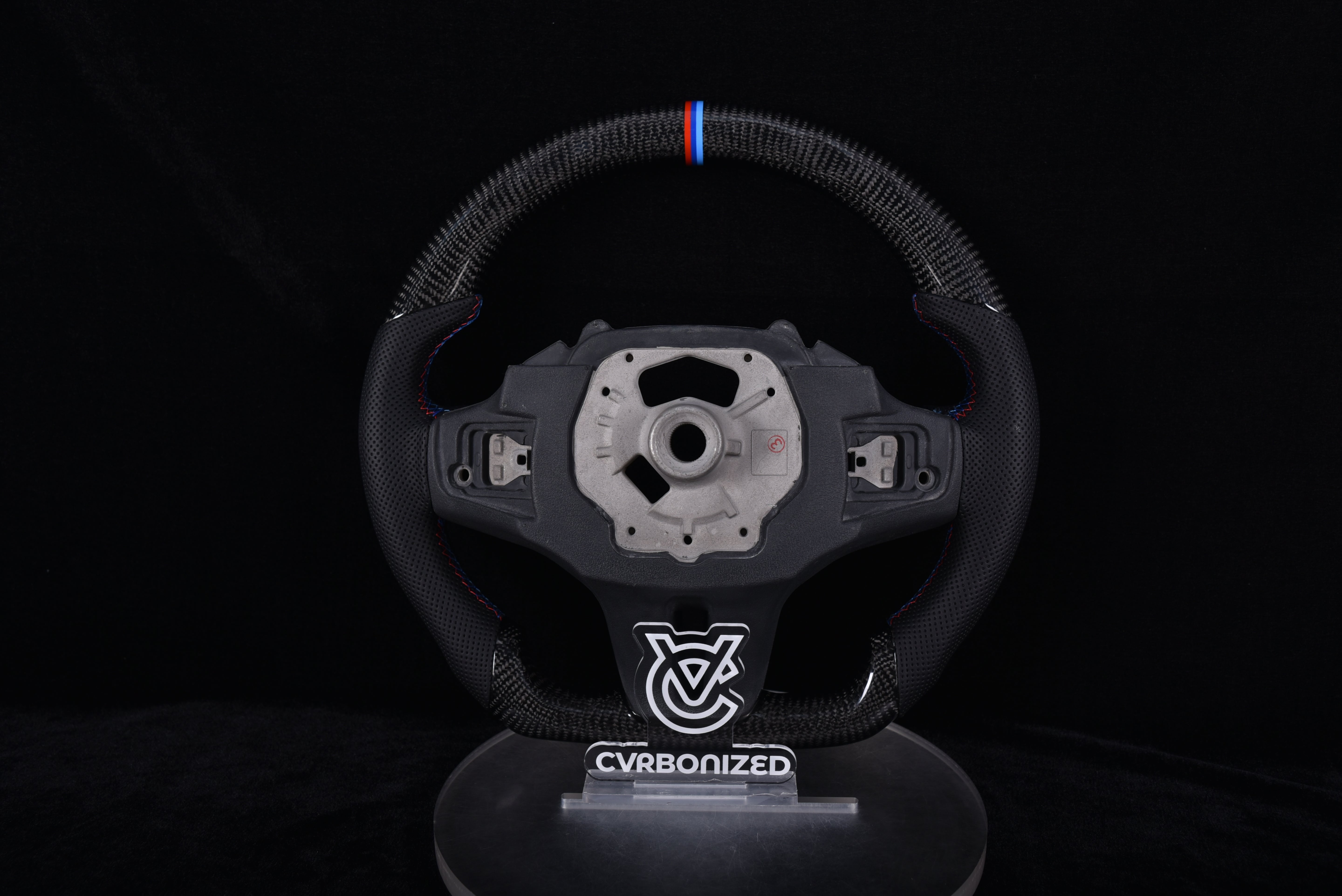 G-Series M Design Steering Wheel - M Colors | Perforated Leather | Gloss Carbon Fiber