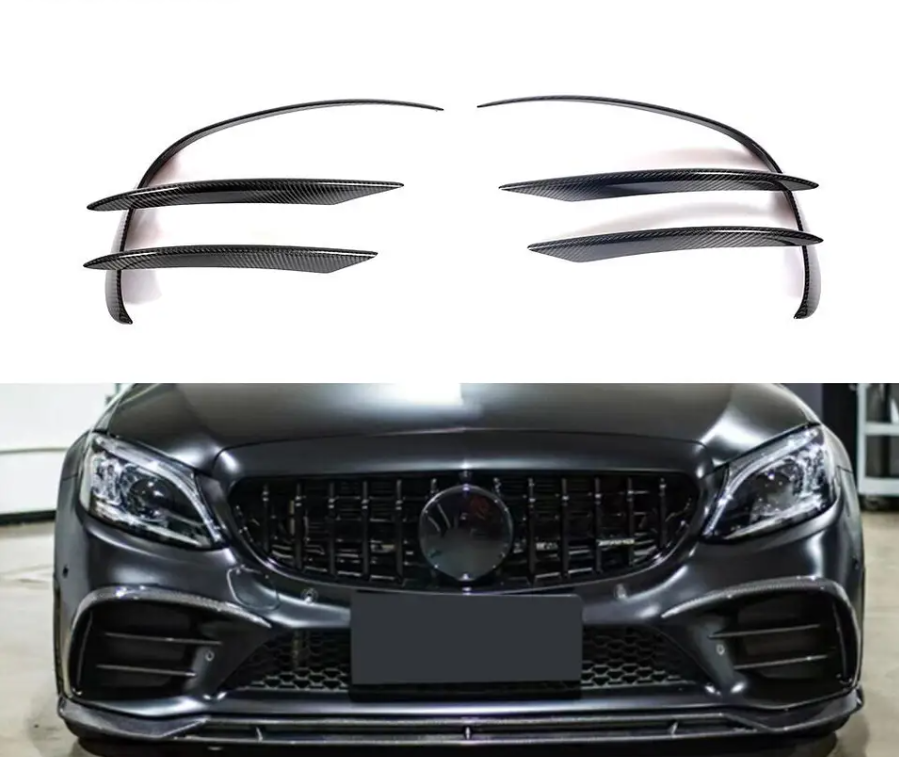 Mercedes C63 W205 Front Bumper Carbon Fiber Canards